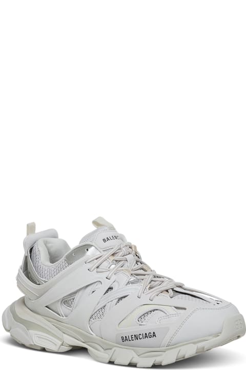 White Track Sneakers With Logo Print