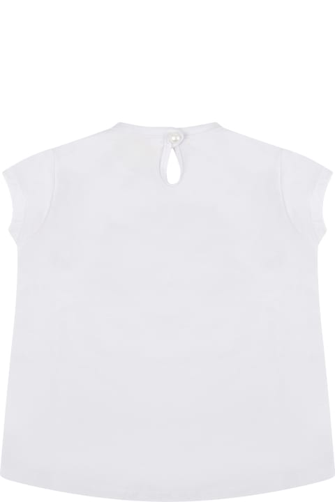 White T-shirt For Baby Girl With Logo