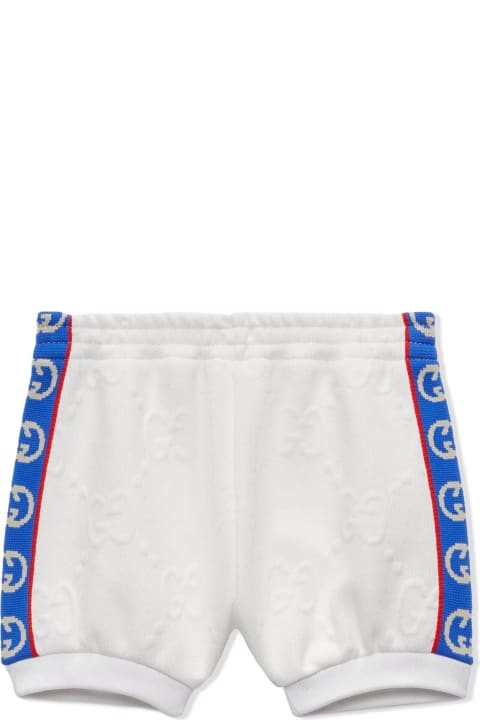 Gucci Baby Gg Cotton Jacquard Shorts - Blu/avorio