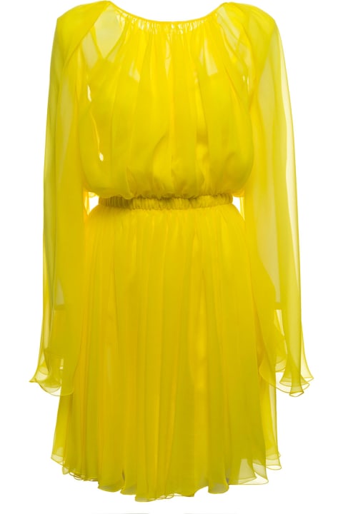 Dolce & Gabbana Yellow Silk Chiffon Dress - Bianco