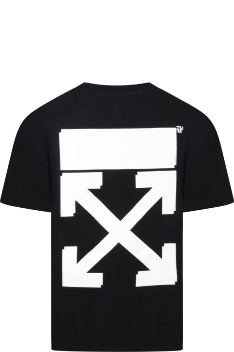 Off-White Black T-shirt For Girl With Logo - Nero