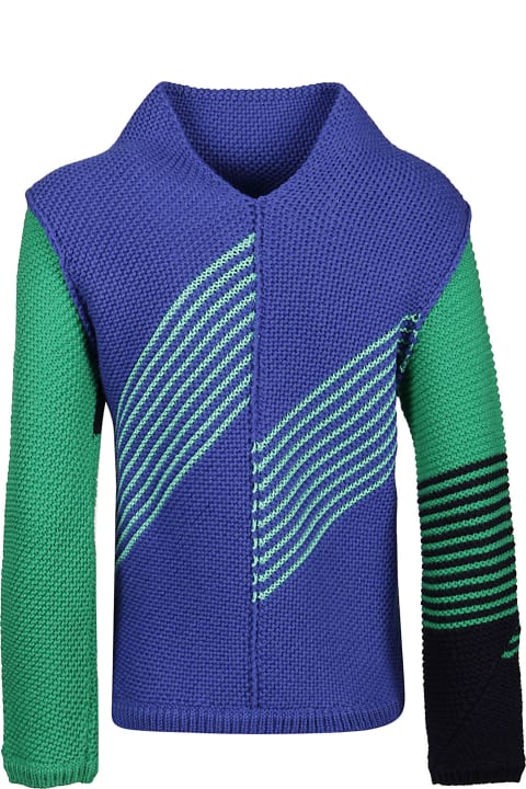 Victoria Beckham Patchwork Stripe Sweater - Blue