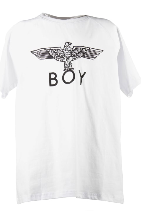 Boy London T-shirt Bianca In Jersey Di Cotone Con Logo