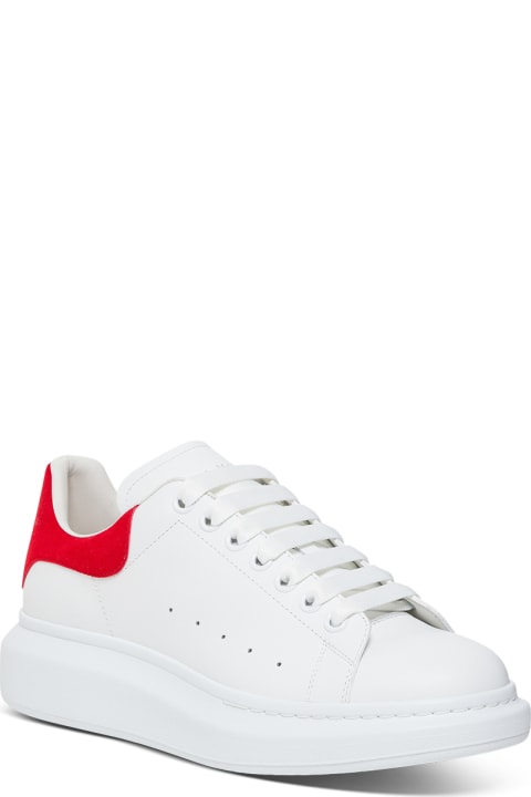 Alexander McQueen Oversize  White Leather Sneakers - Silver