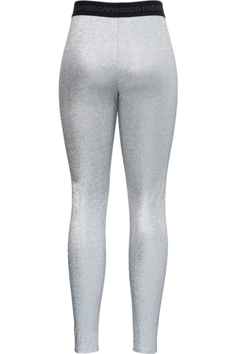 Paco Rabanne Silver Leggings With Logoed Bands - Black