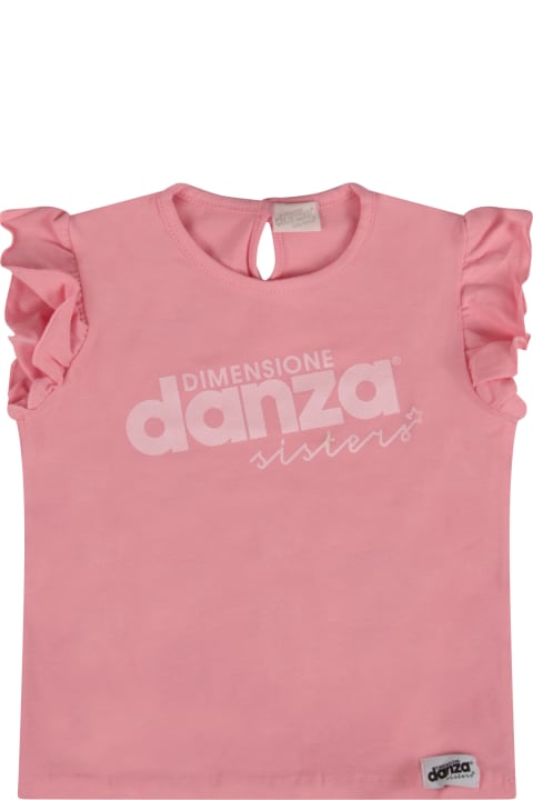 Pink T-shirt With Logo For Baby Girl