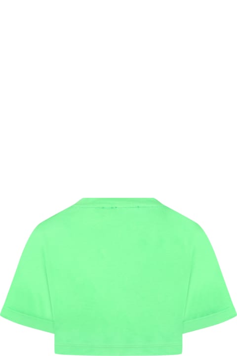 Philosophy di Lorenzo Serafini Kids Green T-shirt For Girl With Smiley - Bianco