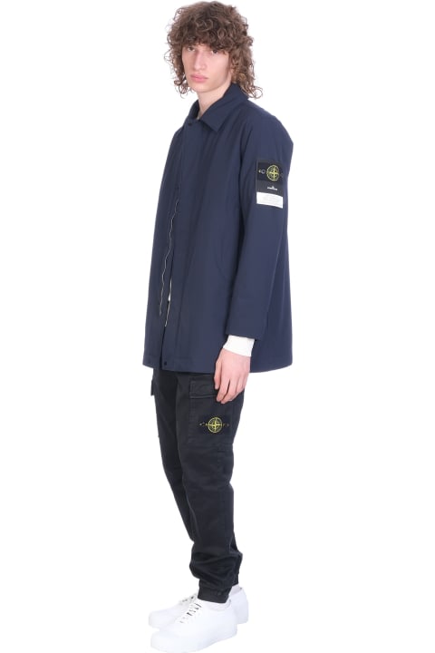 Stone Island Casual Jacket In Blue Polyester - black