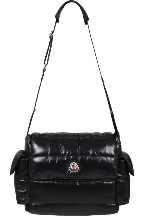 Moncler Black Mum-bag For Babykids With Patch Logo - Nero