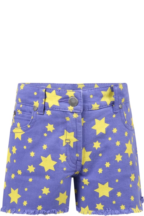 Stella McCartney Kids Bluee Short For Girl With Stars - Fuchsia
