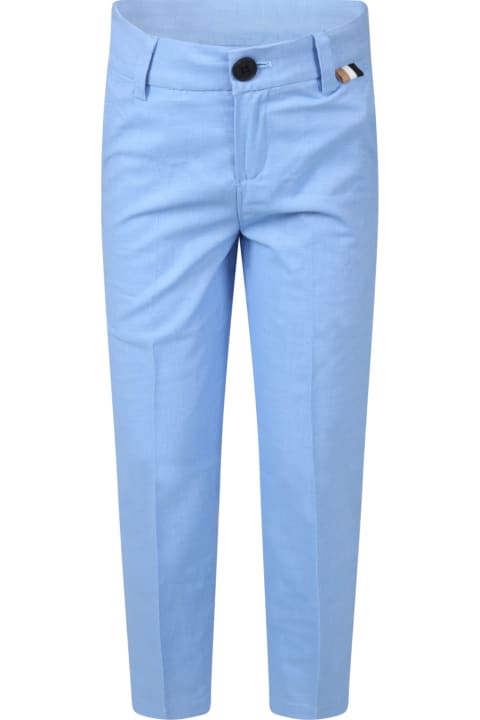 Light-blue Trousers For Boy With Logo