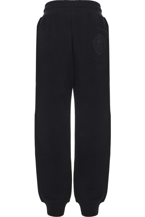 Black Cotton Joggers With Logo