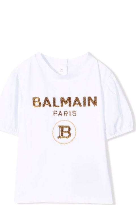 Balmain White Cotton T-shirt - Grigio