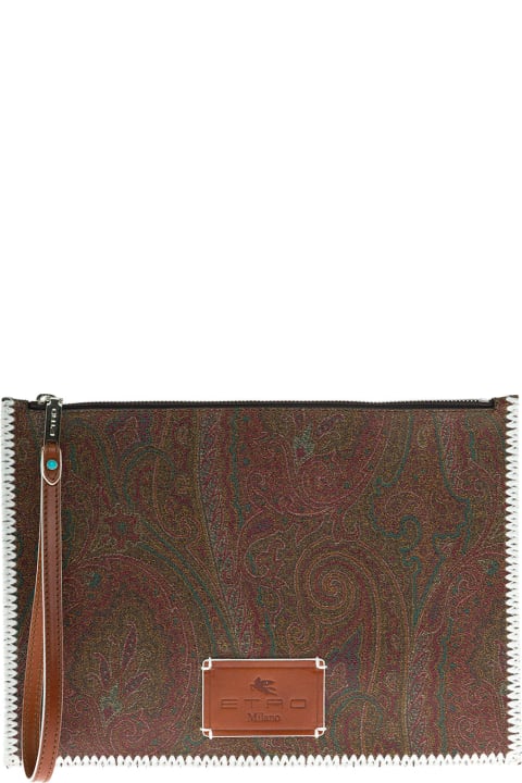 Paisley Printed Clutch Bag With Logo