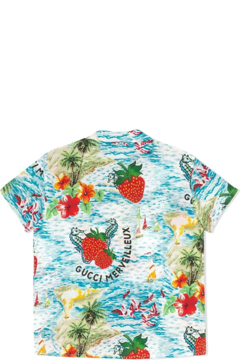 Gucci Children's Strawberry Smoothie Print Shirt - Fire