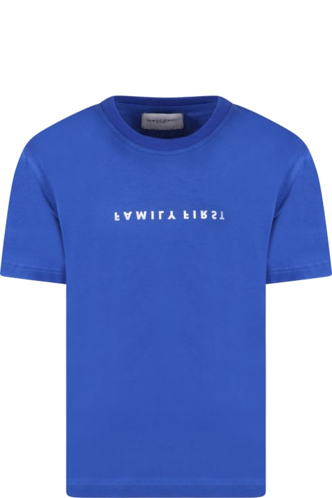 Blue T-shirt For Kids With White Logo