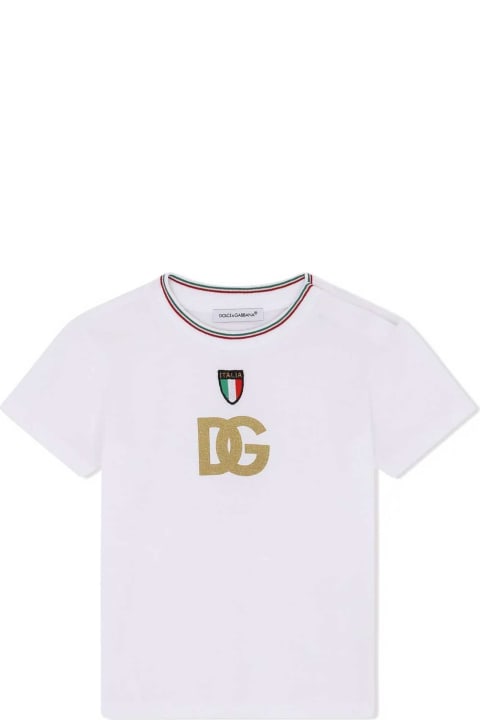 White T-shirt With Italia Applications Dolce&gabbana Kids