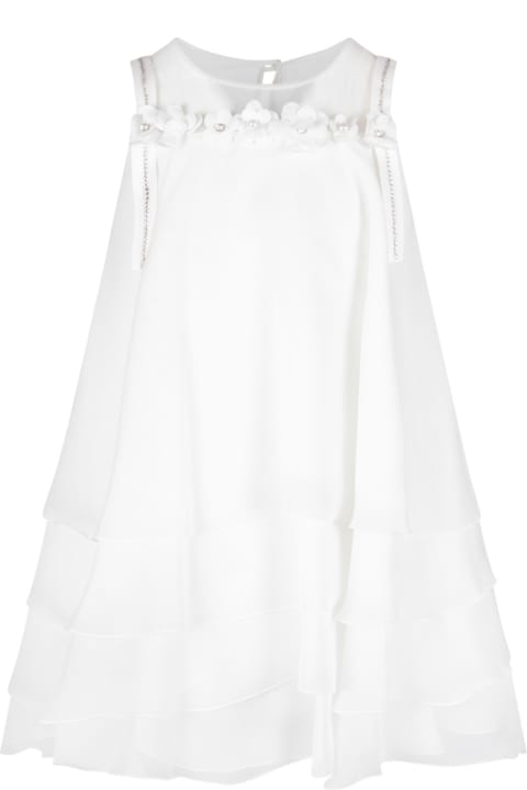 White Dress For Girl With Rhinestones