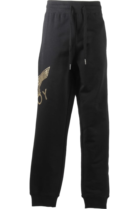 Boy London Pantaloni Neri In Felpa Di Cotone Con Logo