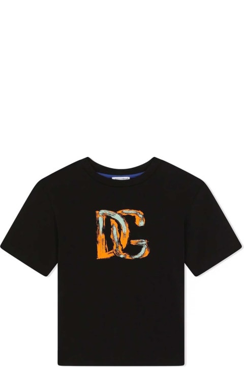 Black T-shirt With Multicolor Print Dolce&gabbana Kids