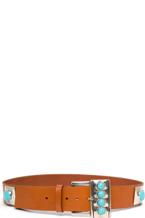Etro Brown Leather Belt With Studs - Black