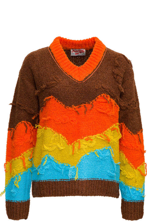 Andersson Bell Multicolor Wool Blend Sweater With Fringed Details - Arancio 