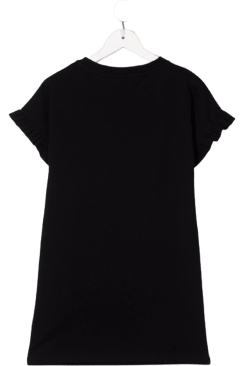 Moschino Black Cotton Dress With Strawberry Logo Print - Black