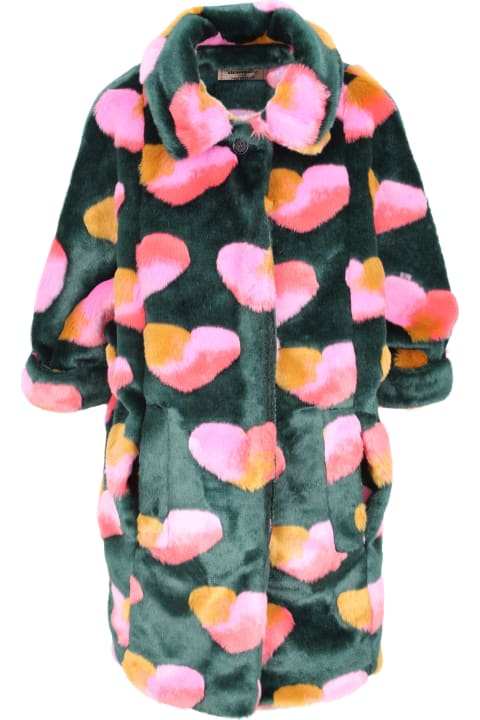 Alessandro Enriquez Hearts Pattern Faux Fur Coat