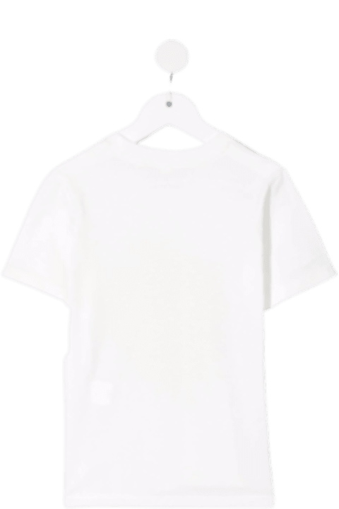 White Cotton T-shirt With Sun Print