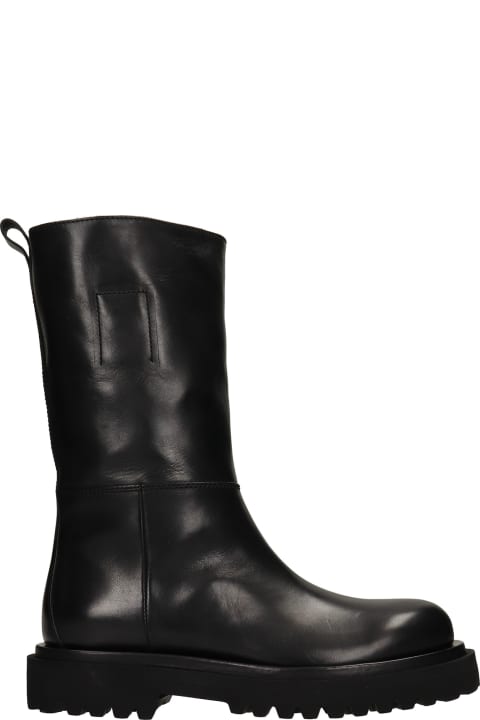 Wisal 005 Combat Boots In Black Leather