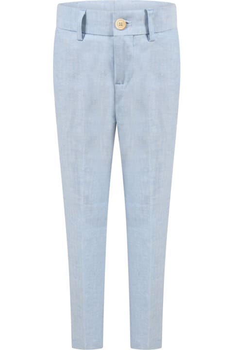 Light-blue Pants For Boy With Logo