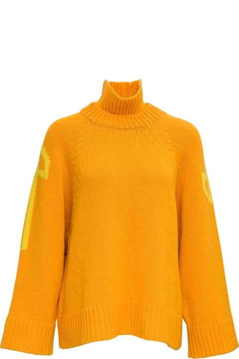 Orange Wool And Cashmere Sweater With Print