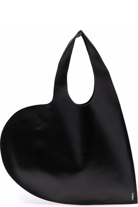 Coperni Black Leather Heart Handbag - Black/white
