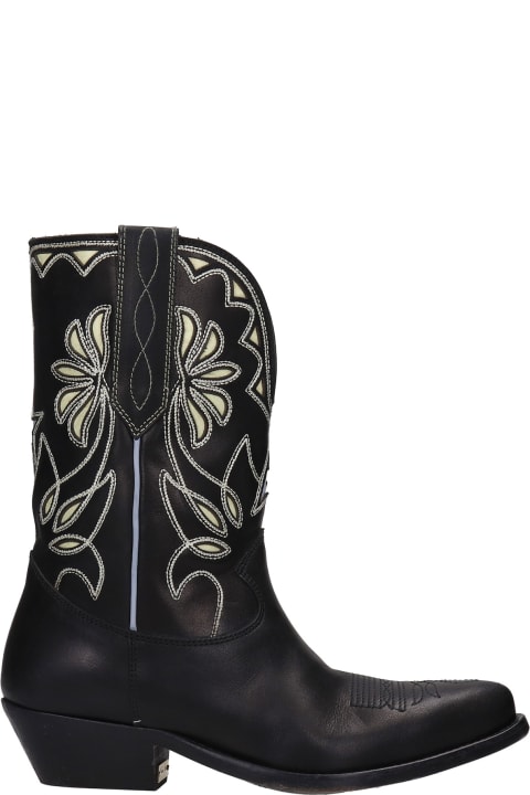 Wish Star Texan Ankle Boots In Black Leather