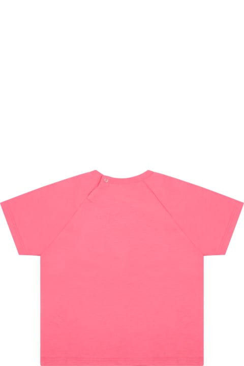 Gucci Pink T-shirt For Baby Girl With Logos - Panna