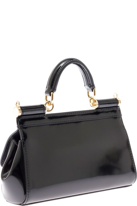 Dolce & Gabbana Woman's Sicily Black Patent Classic Handbag