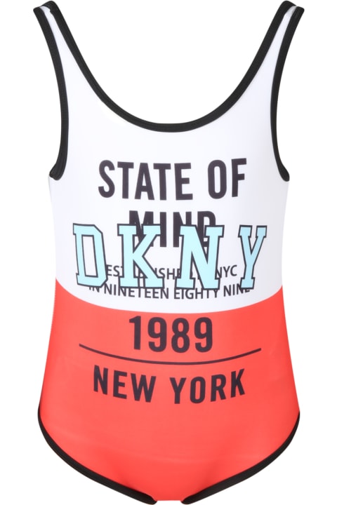 Multicolor Swimsuit For Girl With Logo