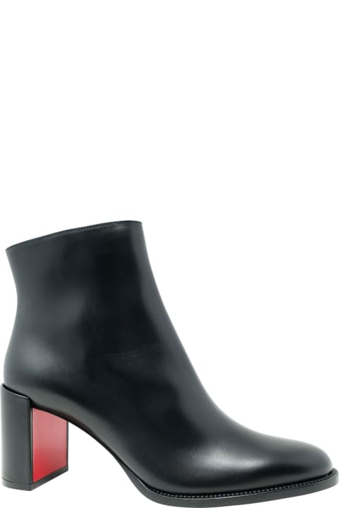 Christian Louboutin Black Leather Adoxa 70 Ankle Boots - WHITE/SILVER
