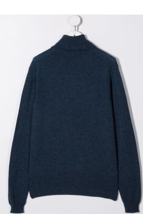 Il Gufo Blue High Neck Wool Sweater - Blu