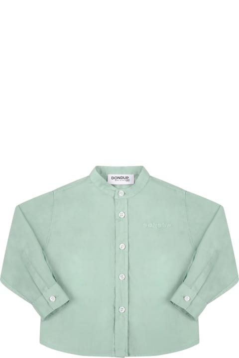 Green Shirt For Baby Boy With Embroidered Logo