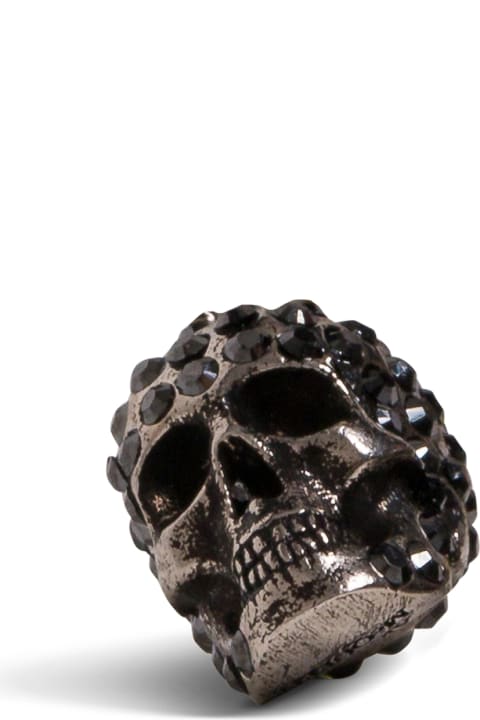 Alexander McQueen Skull Silver Colored Brass Earrings - Black/white