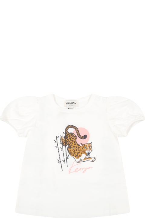 White T-shirt For Baby Girl With Tiger