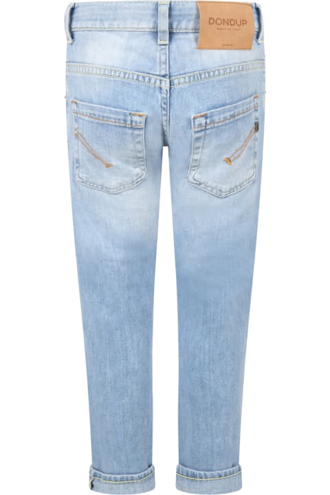 Dondup Light-blue Jeans For Boy With Patch Logo