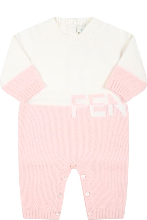 Fendi Multicolor Set For Baby Girl With Logo - Light Blue