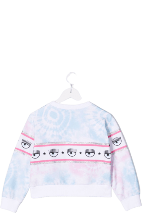 Chiara Ferragni Tie Dye Cotton Sweatshirt With Logo - White