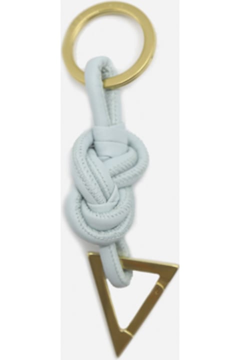 Leather Keychain With Metal Accessories In Gold Finish