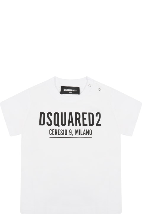 Dsquared2 White T-shirt For Baby Boy With Logo - Denim
