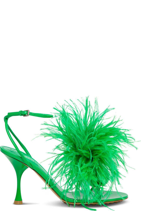 Bottega Veneta Green Feather Dot Sandals - Beige