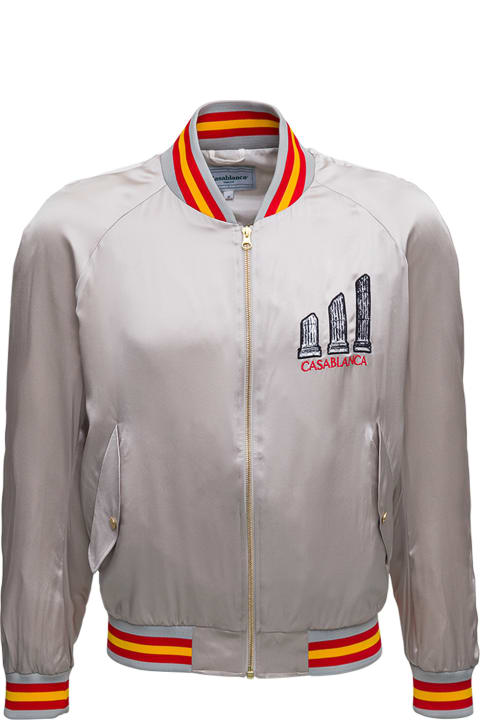 Souvenir Silk Bomber Jacket With Logo