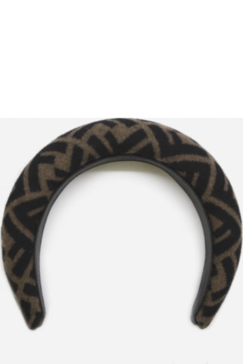 Headband In Wool And Cashmere Ff Motif In All-over Jacquard